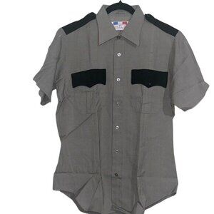 Flying Cross Mens All Weather Deluxe Tropical Short Sleeve Shirt L Gray & Black